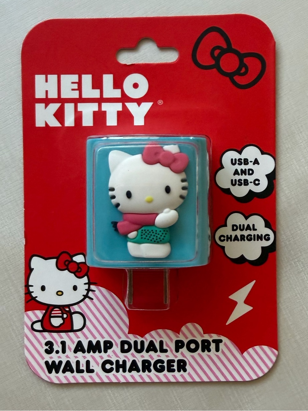 Hello Kitty Dual Port Wall Charger (USB-A and USB-C) dual charging -New in Box-